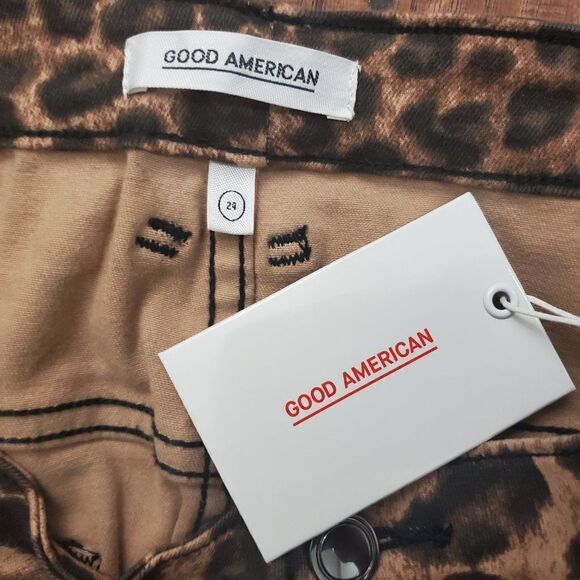 good American Leopard Print Raw Edge Mini Skirt 24 PLUS SIZE new - Picture 4 of 5